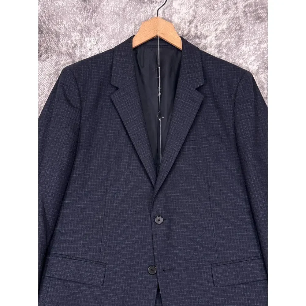 Theory Chambers Slim Fit Suit 42 R Mens Blue Wool Check Plaid 2 Piece